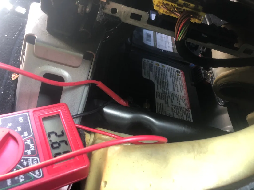Battery voltage under test before anything gets replaced — Moreno Valley, CA