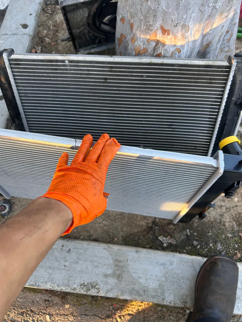 A fresh radiator on its way in after an overheating diagnosis found the leak — Riverside, CA